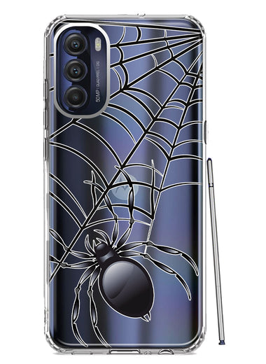 Motorola Moto G Stylus 4G 2022 Creepy Black Spider Web Halloween Horror Spooky Hybrid Protective Phone Case Cover
