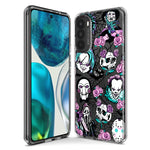 Motorola G Power 2020 Roses Halloween Spooky Horror Characters Spider Web Hybrid Protective Phone Case Cover