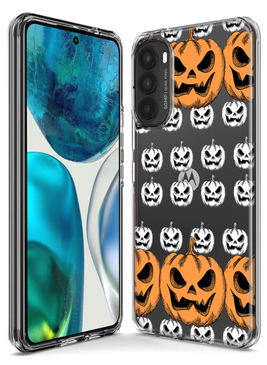 Motorola Moto G Power 2023 Halloween Spooky Horror Scary Jack O Lantern Pumpkins Hybrid Protective Phone Case Cover