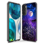 Motorola G Power 2020 Spring Moon Night Lavender Flowers Floral Hybrid Protective Phone Case Cover