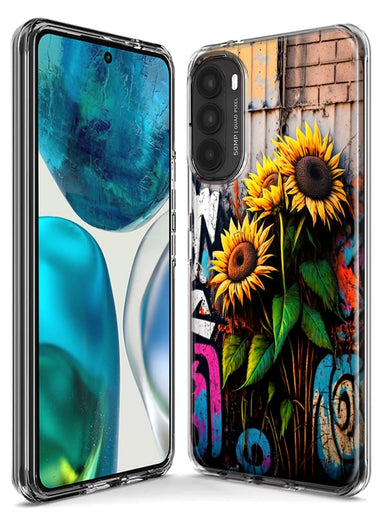 Motorola Moto G Stylus 4G 2021 Sunflowers Graffiti Painting Art Hybrid Protective Phone Case Cover