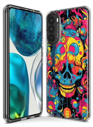 Motorola Moto One 5G Psychedelic Trippy Death Skull Pop Art Hybrid Protective Phone Case Cover