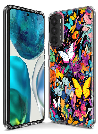 Motorola Moto G Stylus 4G 2022 Psychedelic Trippy Butterflies Pop Art Hybrid Protective Phone Case Cover