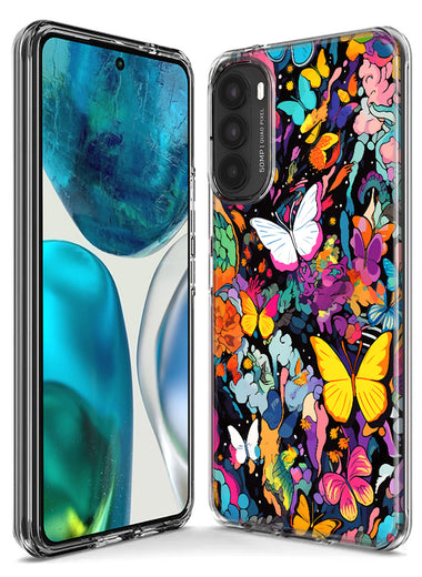 Motorola Moto G Stylus 4G 2021 Psychedelic Trippy Butterflies Pop Art Hybrid Protective Phone Case Cover