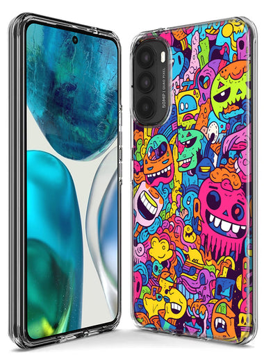 Motorola G Power 2020 Psychedelic Trippy Happy Characters Pop Art Hybrid Protective Phone Case Cover
