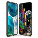Motorola G Power 2020 Urban City Full Moon Graffiti Painting Art Hybrid Protective Phone Case Cover