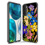 Motorola G Power 2020 Blue Yellow Vintage Spring Wild Flowers Floral Hybrid Protective Phone Case Cover