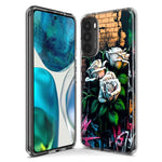 Motorola G Power 2020 White Roses Graffiti Wall Art Painting Hybrid Protective Phone Case Cover