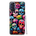 Motorola Moto G Stylus 4G 2022 Halloween Spooky Colorful Day of the Dead Skulls Hybrid Protective Phone Case Cover