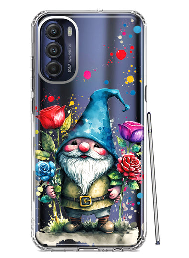 Motorola Moto G Stylus 5G 2022 Gnome Red Purple Blue Roses Garden Hybrid Protective Phone Case Cover