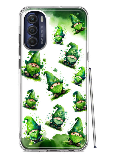 Motorola Moto G Stylus 4G 2022 Gnomes Shamrock Lucky Green Clover St. Patrick Hybrid Protective Phone Case Cover
