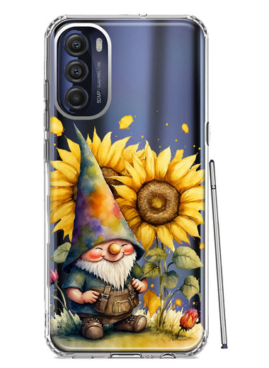 Motorola Moto G Stylus 5G 2022 Cute Gnome Sunflowers Clear Hybrid Protective Phone Case Cover