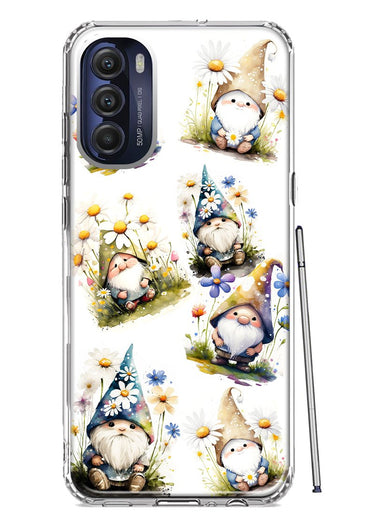 Motorola Moto G Stylus 5G 2022 Cute White Blue Daisies Gnomes Hybrid Protective Phone Case Cover