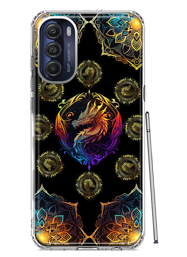 Motorola Moto G Stylus 4G 2022 Mandala Geometry Abstract Dragon Pattern Hybrid Protective Phone Case Cover