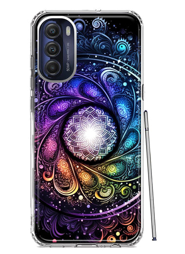 Motorola Moto G Stylus 5G 2022 Mandala Geometry Abstract Galaxy Pattern Hybrid Protective Phone Case Cover