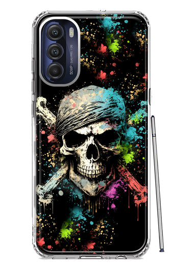 Motorola Moto G Stylus 5G 2022 Fantasy Paint Splash Pirate Skull Hybrid Protective Phone Case Cover
