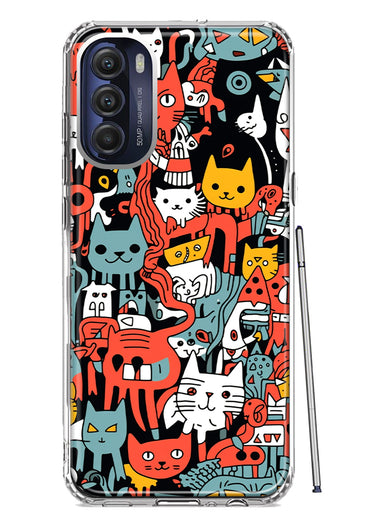 Motorola Moto G Stylus 5G 2022 Psychedelic Cute Cats Friends Pop Art Hybrid Protective Phone Case Cover