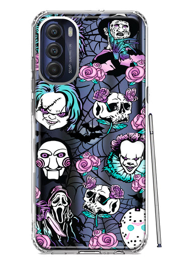 Motorola Moto G Stylus 4G 2022 Roses Halloween Spooky Horror Characters Spider Web Hybrid Protective Phone Case Cover