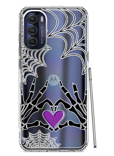 Motorola Moto G Stylus 4G 2022 Halloween Skeleton Heart Hands Spooky Spider Web Hybrid Protective Phone Case Cover