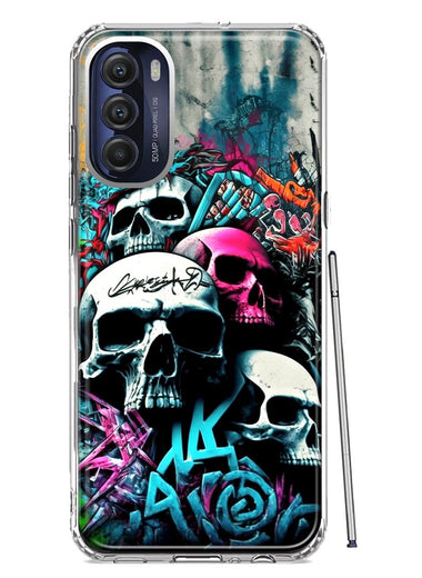 Motorola Moto G Stylus 5G 2022 Skulls Graffiti Painting Art Hybrid Protective Phone Case Cover
