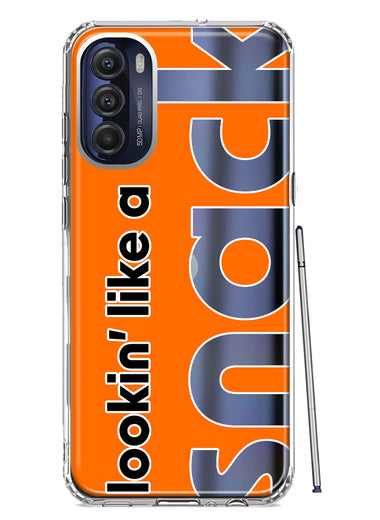Motorola Moto G Stylus 5G 2022 Orange Clear Funny Text Quote Snack Hybrid Protective Phone Case Cover