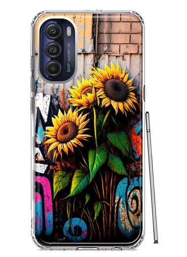 Motorola Moto G Stylus 5G 2022 Sunflowers Graffiti Painting Art Hybrid Protective Phone Case Cover