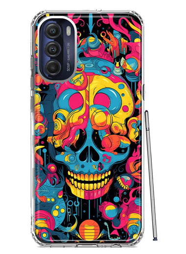 Motorola Moto G Stylus 5G 2022 Psychedelic Trippy Death Skull Pop Art Hybrid Protective Phone Case Cover