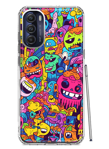 Motorola Moto G Stylus 4G 2022 Psychedelic Trippy Happy Characters Pop Art Hybrid Protective Phone Case Cover