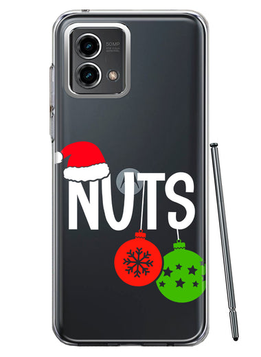 Motorola Moto G 5G 2023 Christmas Funny Couples Chest Nuts Ornaments Hybrid Protective Phone Case Cover