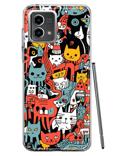 Motorola Moto G 5G 2023 Psychedelic Cute Cats Friends Pop Art Hybrid Protective Phone Case Cover