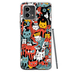 Motorola Moto G 5G 2023 Psychedelic Cute Cats Friends Pop Art Hybrid Protective Phone Case Cover