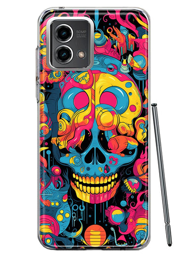 Motorola Moto G 5G 2023 Psychedelic Trippy Death Skull Pop Art Hybrid Protective Phone Case Cover