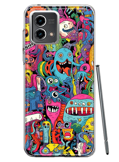 Motorola Moto G 5G 2023 Psychedelic Trippy Happy Aliens Characters Hybrid Protective Phone Case Cover