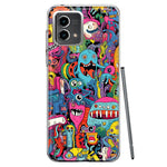 Motorola Moto G 5G 2023 Psychedelic Trippy Happy Aliens Characters Hybrid Protective Phone Case Cover