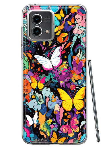 Motorola Moto G Stylus 5G 2023 Psychedelic Trippy Butterflies Pop Art Hybrid Protective Phone Case Cover