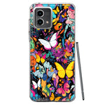 Motorola Moto G 5G 2023 Psychedelic Trippy Butterflies Pop Art Hybrid Protective Phone Case Cover