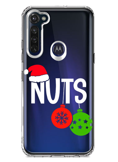 Motorola Moto G Stylus 2020 Christmas Funny Couples Chest Nuts Ornaments Hybrid Protective Phone Case Cover