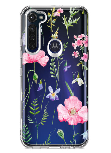 Motorola Moto G Stylus 2020 Spring Pastel Wild Flowers Summer Classy Elegant Beautiful Hybrid Protective Phone Case Cover