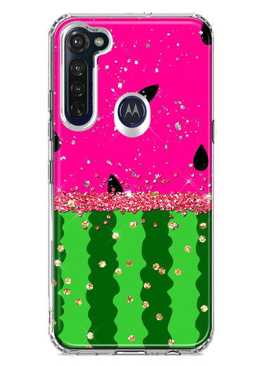 Motorola Moto G Stylus 2020 Summer Watermelon Sugar Vacation Tropical Fruit Pink Green Hybrid Protective Phone Case Cover
