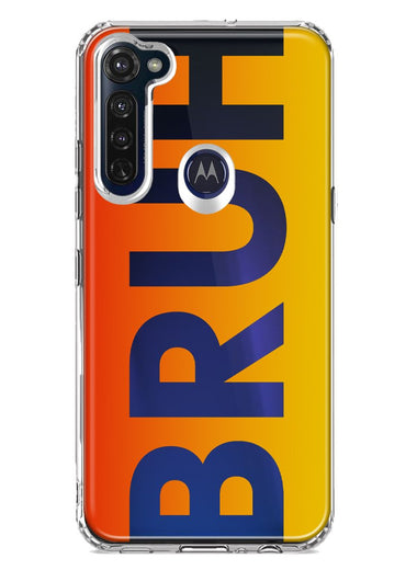 Motorola Moto G Stylus 2020 Orange Red Clear Funny Text Quote Bruh Hybrid Protective Phone Case Cover