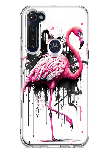 Motorola Moto G Stylus 2020 Pink Flamingo Painting Graffiti Hybrid Protective Phone Case Cover