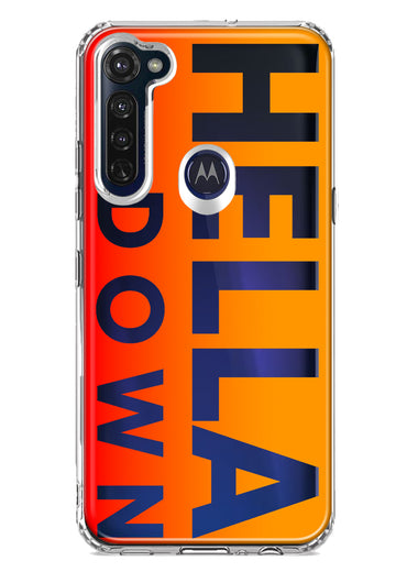 Motorola Moto G Stylus 2020 Orange Clear Funny Text Quote Hella Down Hybrid Protective Phone Case Cover