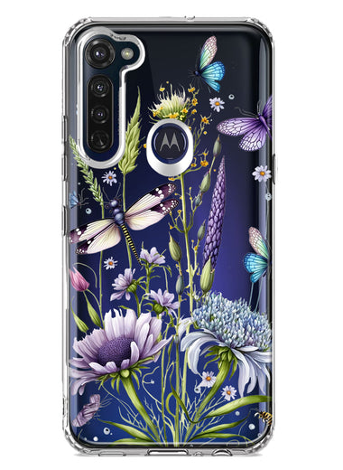 Motorola Moto G Stylus 2020 Lavender Dragonfly Butterflies Spring Flowers Hybrid Protective Phone Case Cover