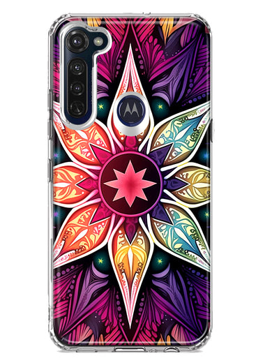 Motorola Moto G Stylus 2020 Mandala Geometry Abstract Star Pattern Hybrid Protective Phone Case Cover