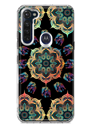 Motorola Moto G Stylus 2020 Mandala Geometry Abstract Elephant Pattern Hybrid Protective Phone Case Cover