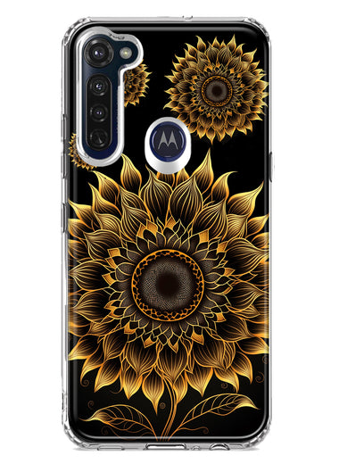 Motorola Moto G Stylus 2020 Mandala Geometry Abstract Sunflowers Pattern Hybrid Protective Phone Case Cover