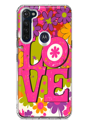 Motorola Moto G Stylus 2020 Pink Daisy Love Graffiti Painting Art Hybrid Protective Phone Case Cover