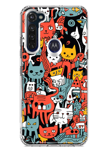 Motorola Moto G Stylus 2020 Psychedelic Cute Cats Friends Pop Art Hybrid Protective Phone Case Cover