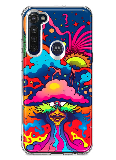 Motorola Moto G Stylus 2020 Neon Rainbow Psychedelic Trippy Hippie Bomb Star Dream Hybrid Protective Phone Case Cover