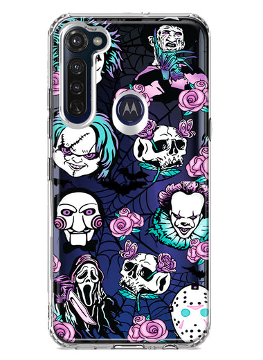 Motorola Moto G Stylus 2020 Roses Halloween Spooky Horror Characters Spider Web Hybrid Protective Phone Case Cover